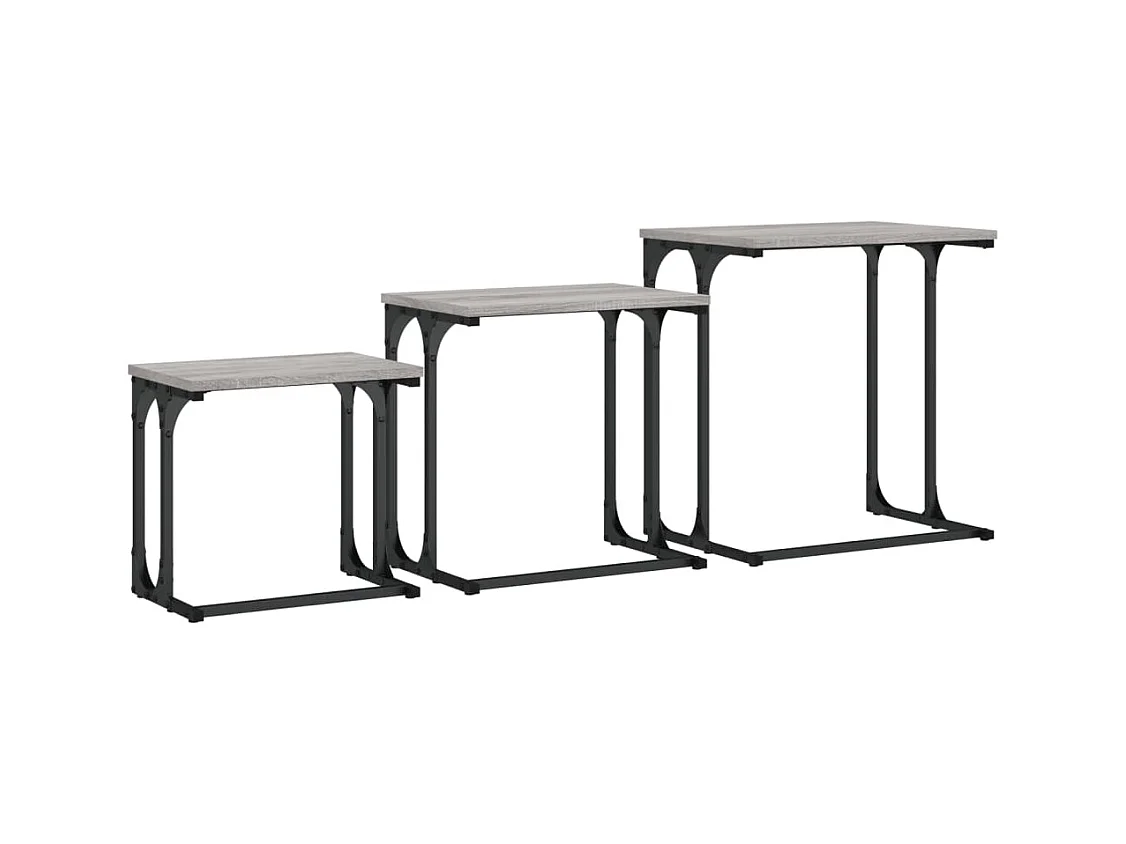 Tables basses gigognes 3 pcs sonoma gris bois d'ingénierie