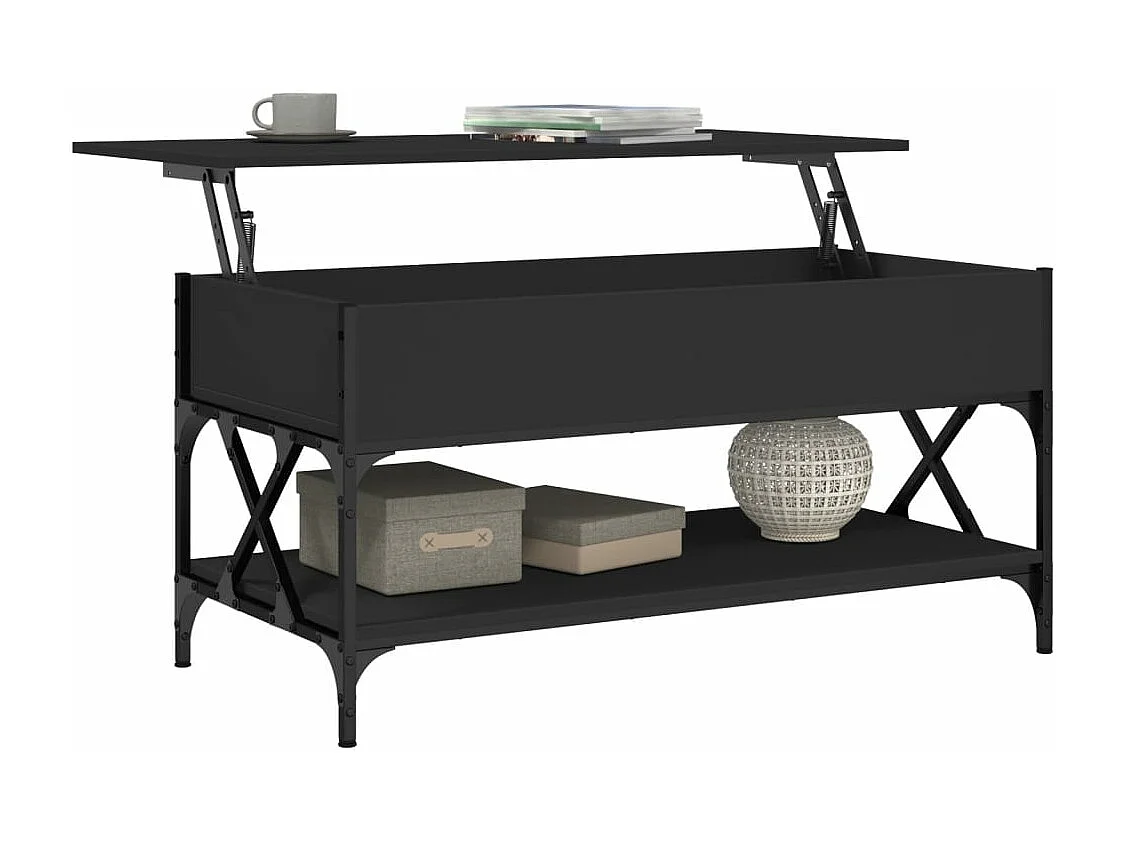 Table basse noir 100x50x50 cm bois d'ingénierie et métal