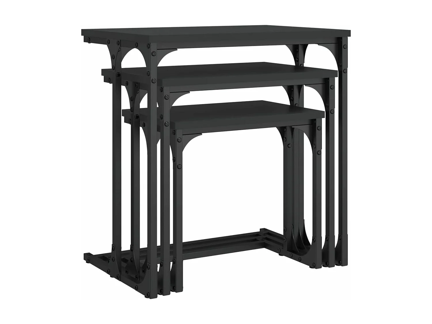 Satztische 3 Stk. Schwarz Holzwerkstoff