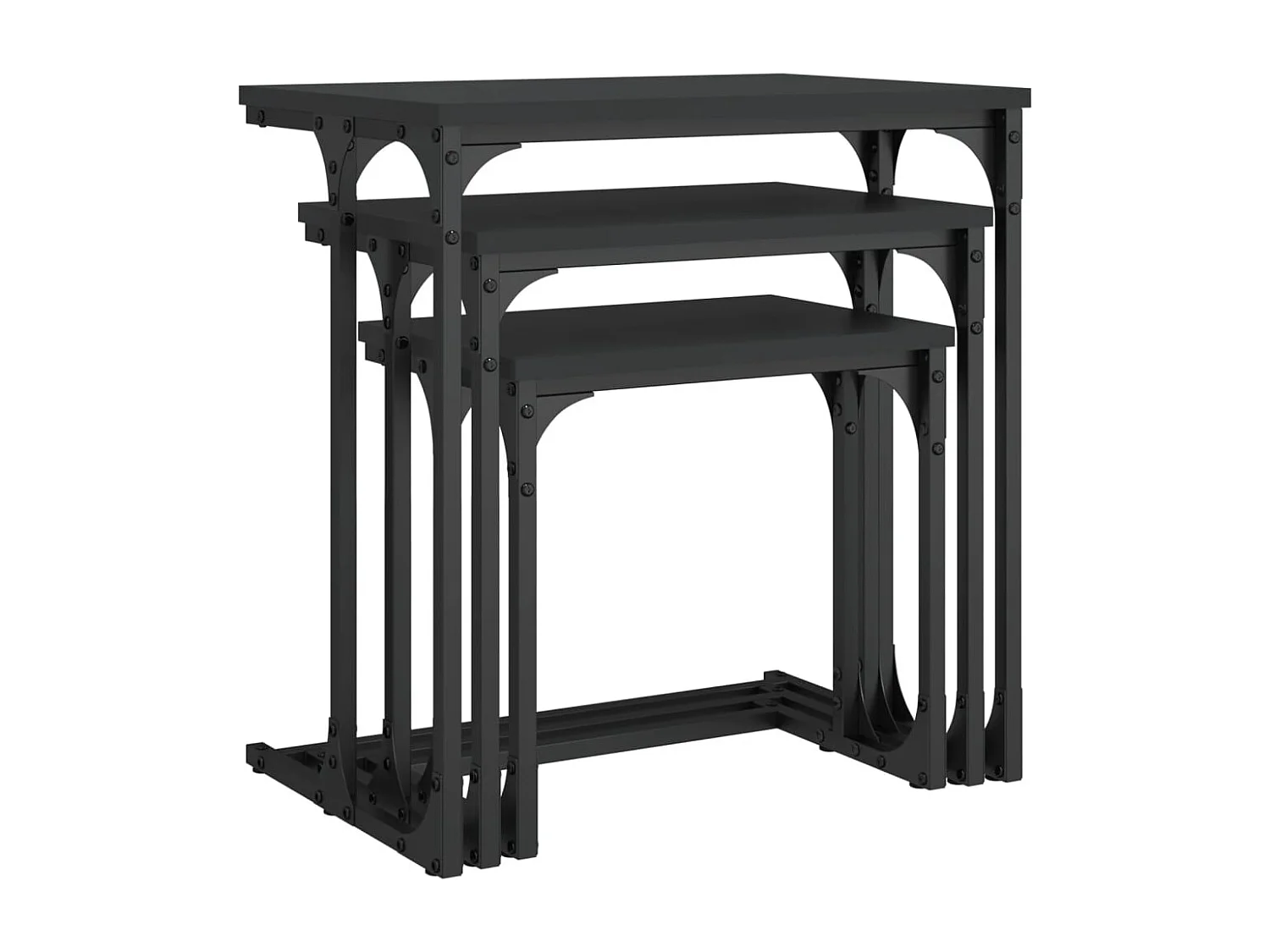 Tables basses gigognes 3 pcs noir bois d'ingénierie