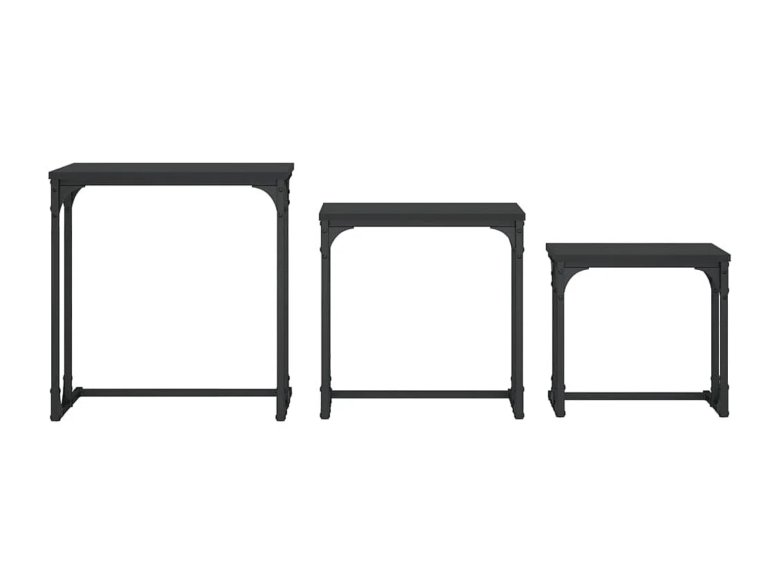 Tables basses gigognes 3 pcs noir bois d'ingénierie
