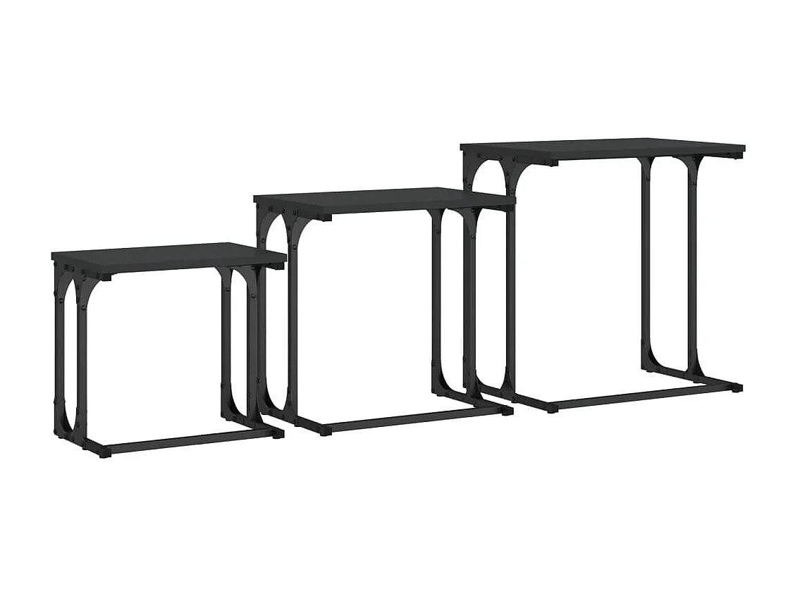Tables basses gigognes 3 pcs noir bois d'ingénierie