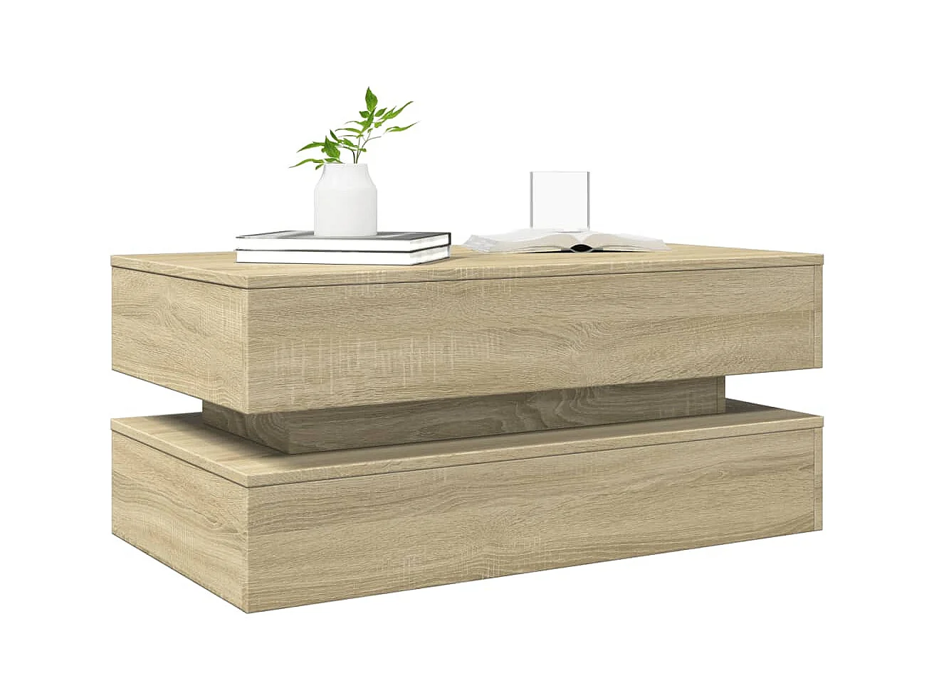 Table basse avec lumières LED chêne sonoma 90x50x40 cm