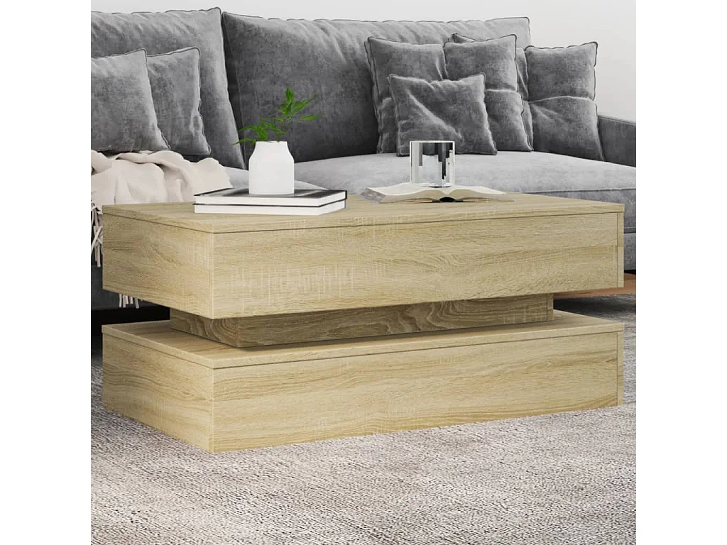 Mesa de centro com luzes LED 90x50x40 cm carvalho sonoma