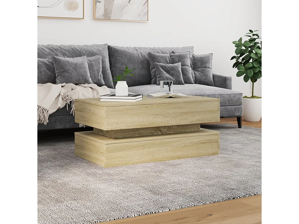Mesa de centro com luzes LED 90x50x40 cm carvalho sonoma