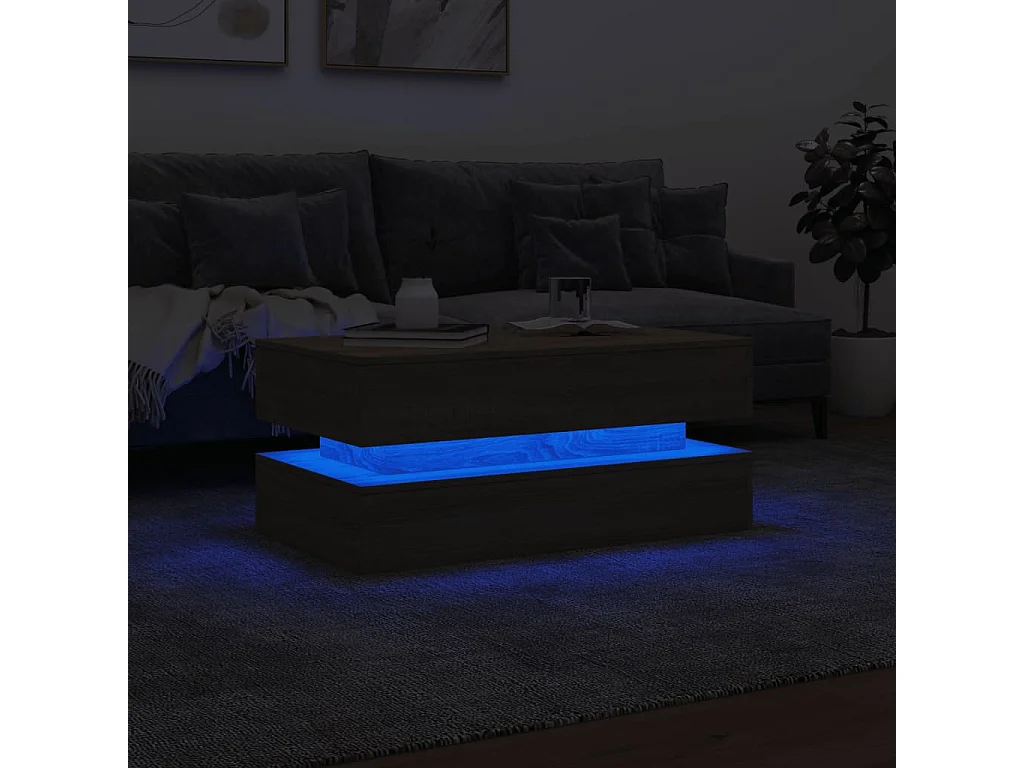 Mesa de centro com luzes LED 90x50x40 cm carvalho sonoma