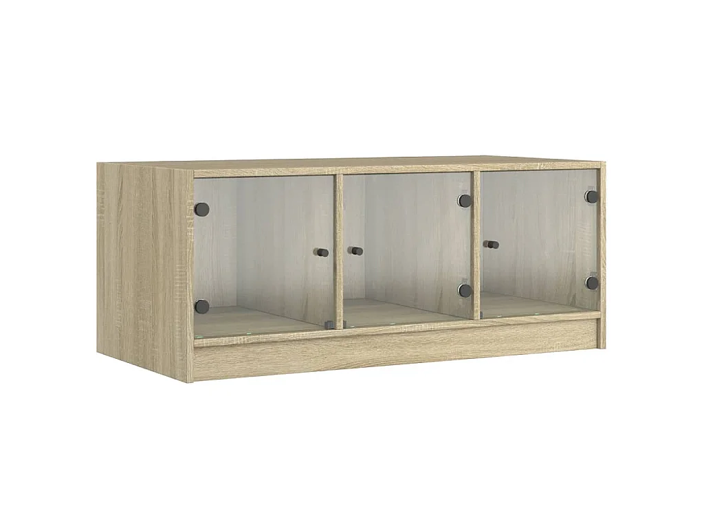 Salontafel met glazen deuren 102x50x42 cm sonoma eikenkleurig