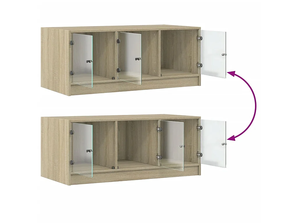 Salontafel met glazen deuren 102x50x42 cm sonoma eikenkleurig