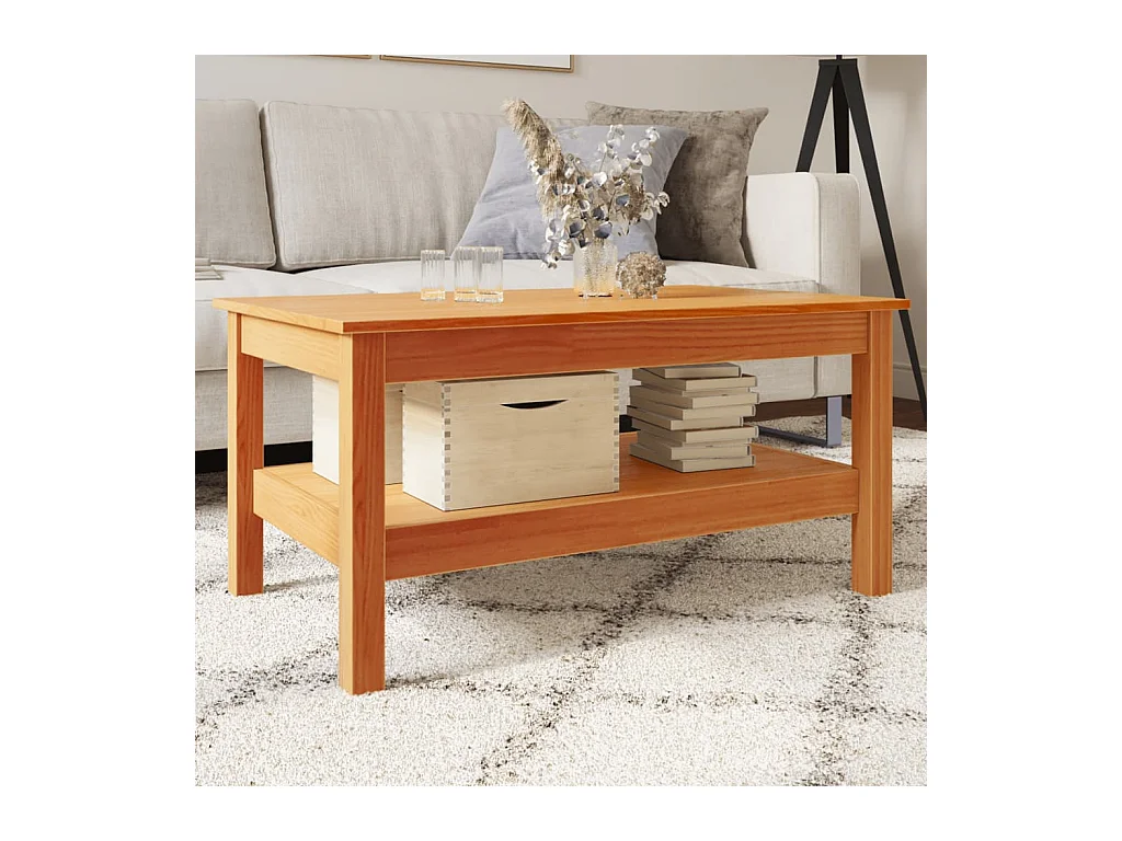 Table basse cire marron 80x50x40 cm bois massif de pin