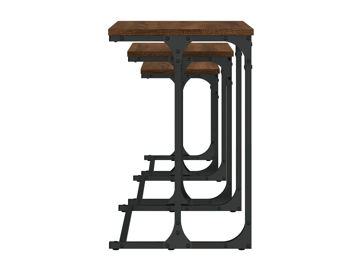 Tables basses gigognes 3 pcs chêne marron bois d'ingénierie