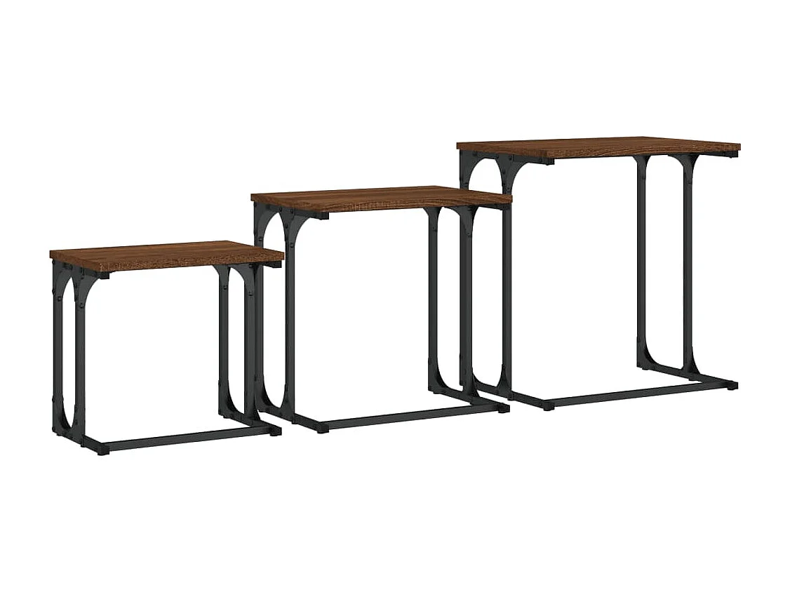 Tables basses gigognes 3 pcs chêne marron bois d'ingénierie