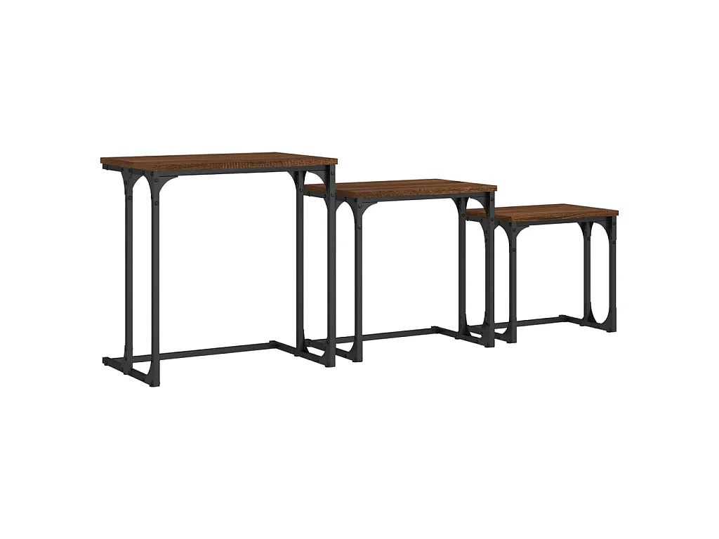 Tables basses gigognes 3 pcs chêne marron bois d'ingénierie