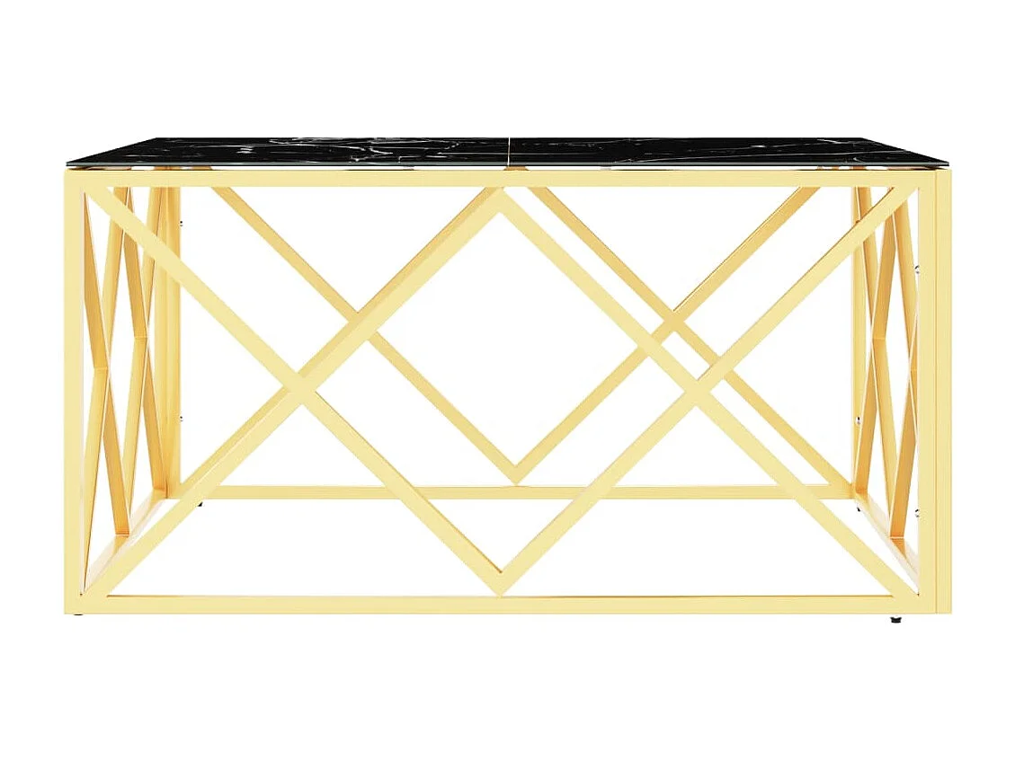 Couchtisch Golden 80x80x40 cm Edelstahl und Glas