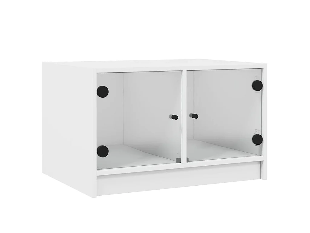 Salontafel met glazen deuren 68x50x42 cm wit