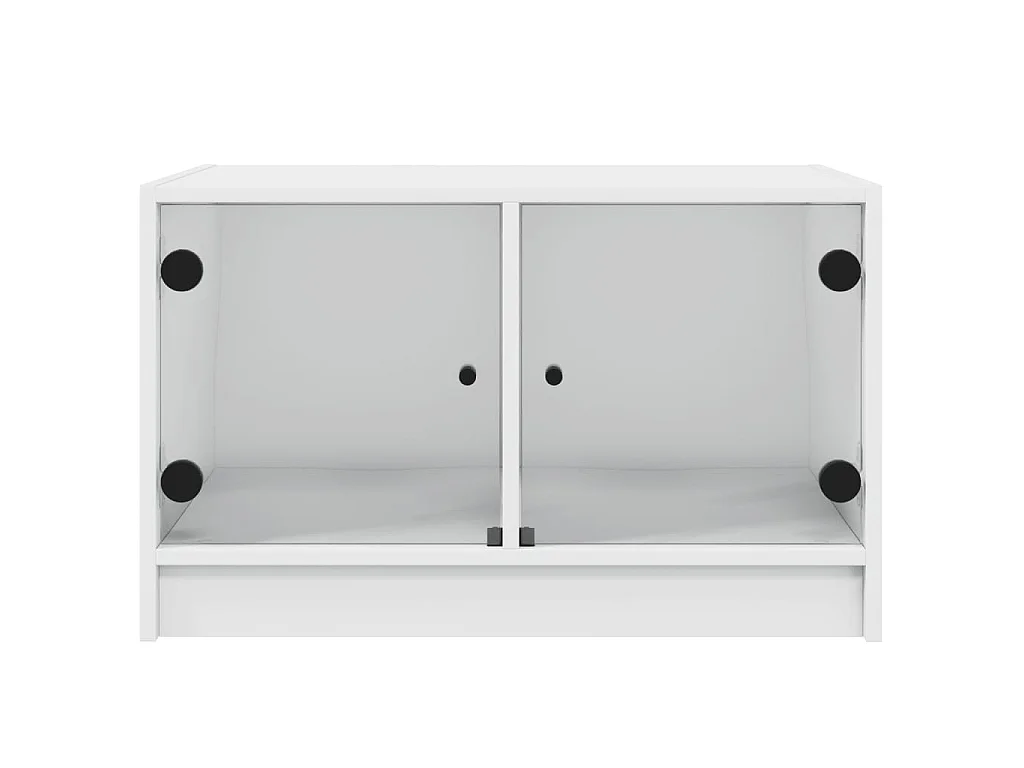 Salontafel met glazen deuren 68x50x42 cm wit