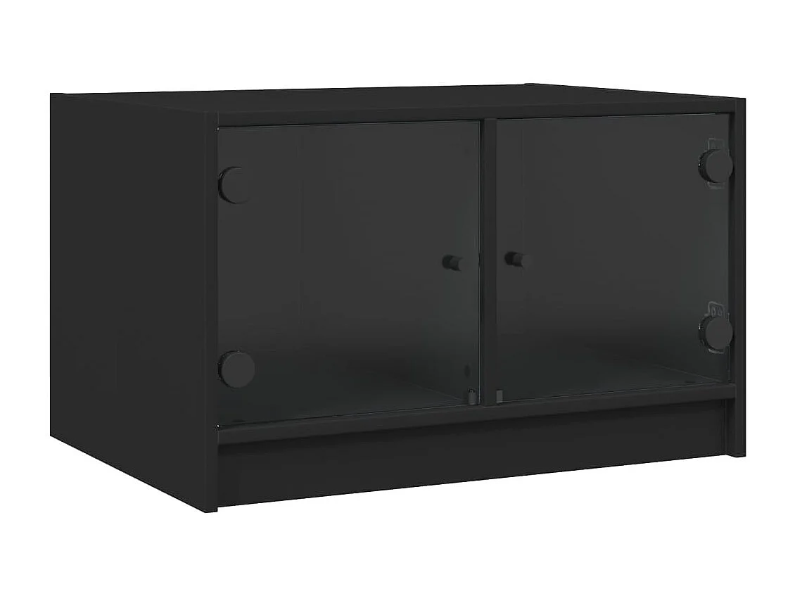 Table basse avec portes en verre noir 68x50x42 cm