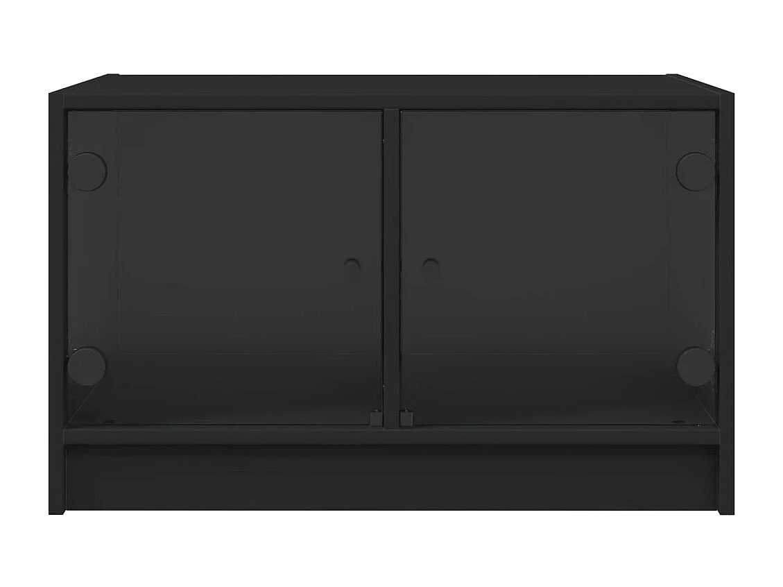 Table basse avec portes en verre noir 68x50x42 cm