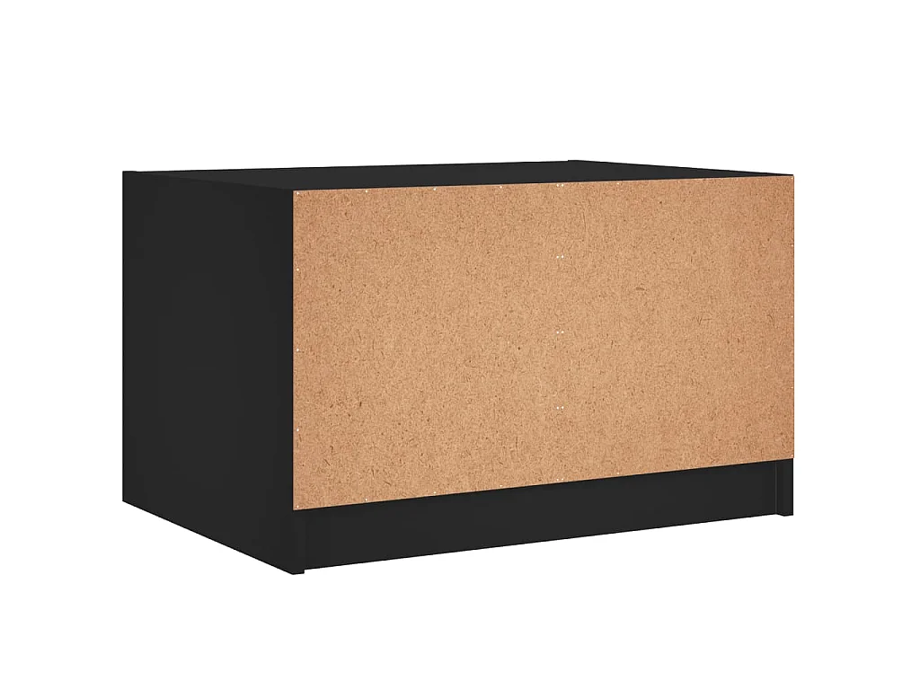 Mesa de centro con puertas de vidrio negra 68x50x42 cm