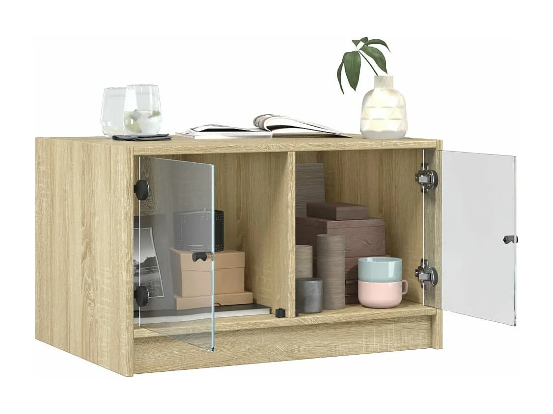Table basse avec portes en verre chêne sonoma 68x50x42 cm