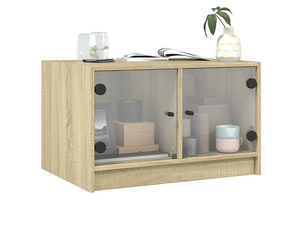 Couchtisch mit Glastüren Sonoma-Eiche 68x50x42 cm