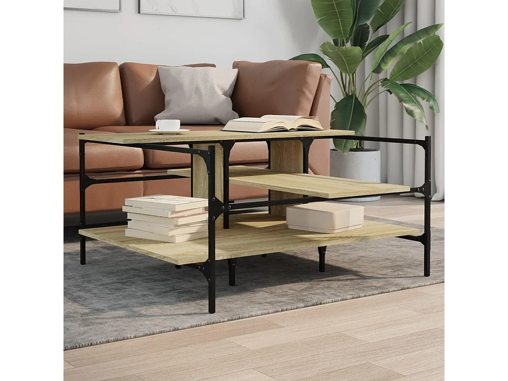 Salontafel 100x100x48,5 cm bewerkt hout sonoma eikenkleurig