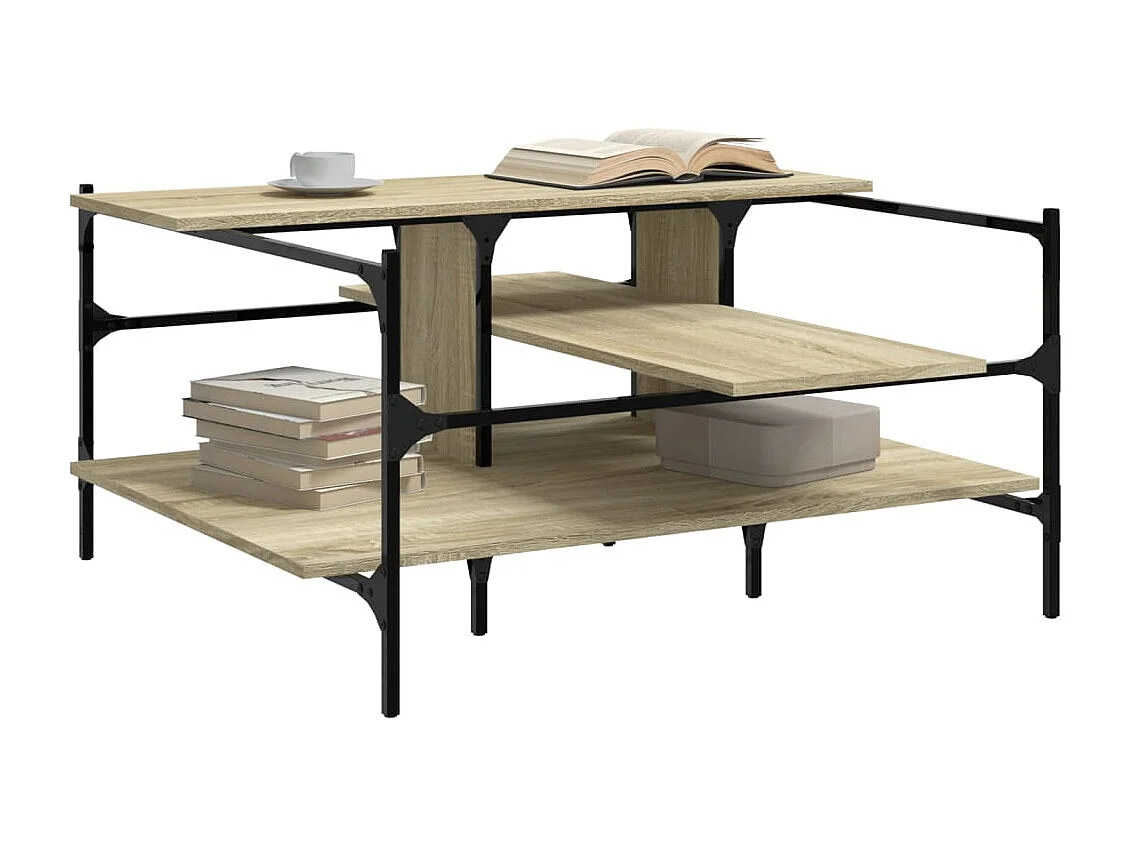 Salontafel 100x100x48,5 cm bewerkt hout sonoma eikenkleurig