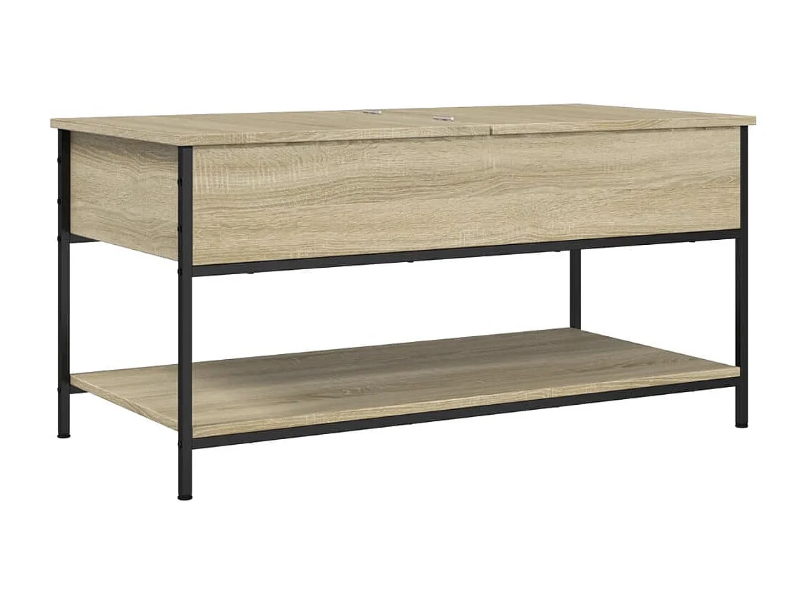 Table basse chêne sonoma 100x50x50cm bois d'ingénierie et métal
