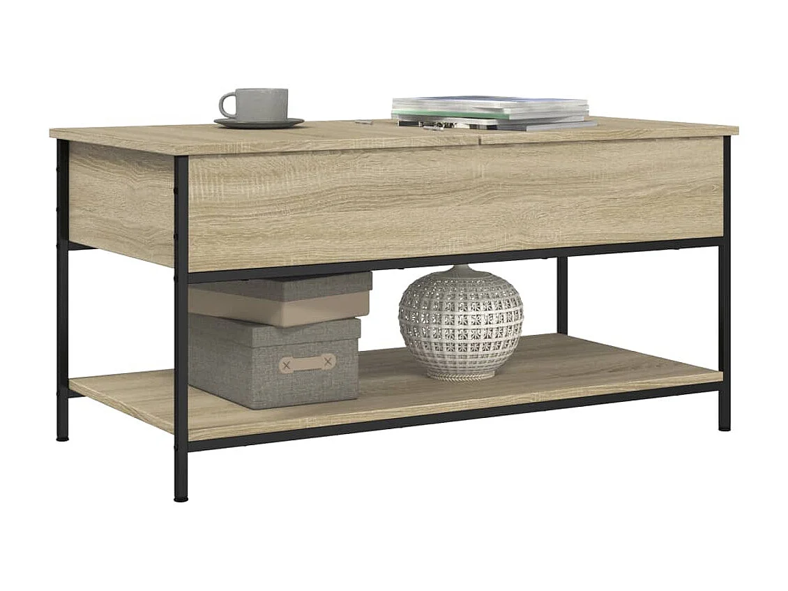 Table basse chêne sonoma 100x50x50cm bois d'ingénierie et métal