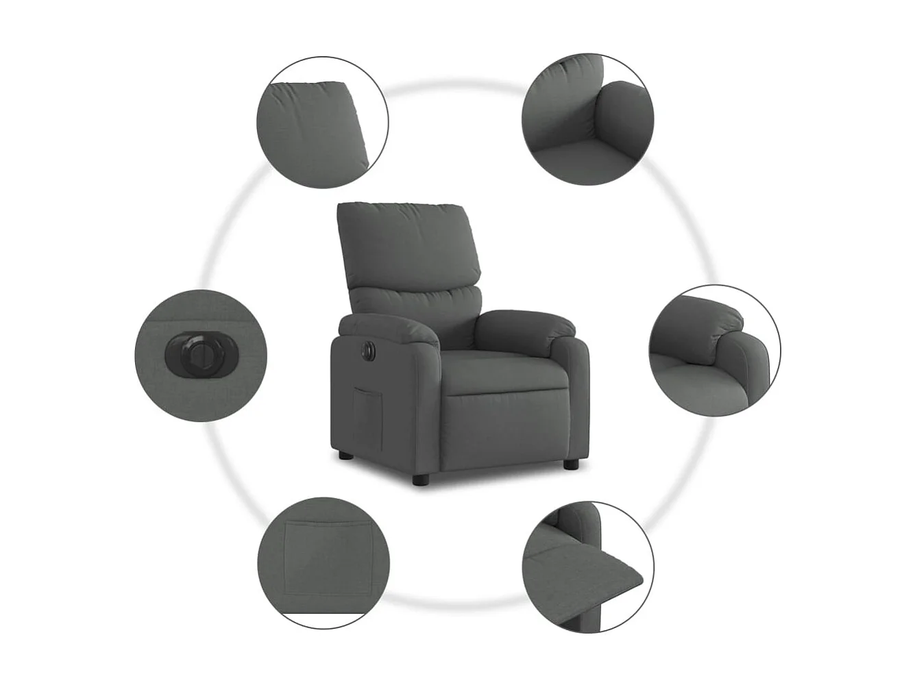 Fauteuil inclinable électrique Gris foncé Tissu