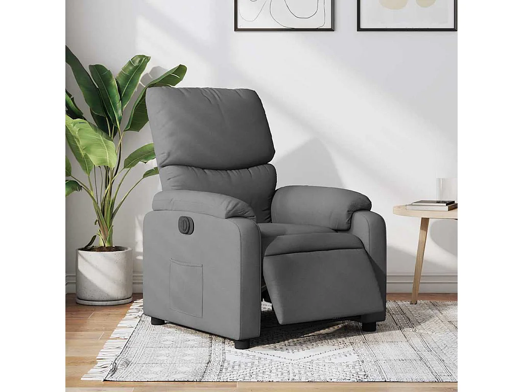 Sillón reclinable eléctrico de tela gris oscuro