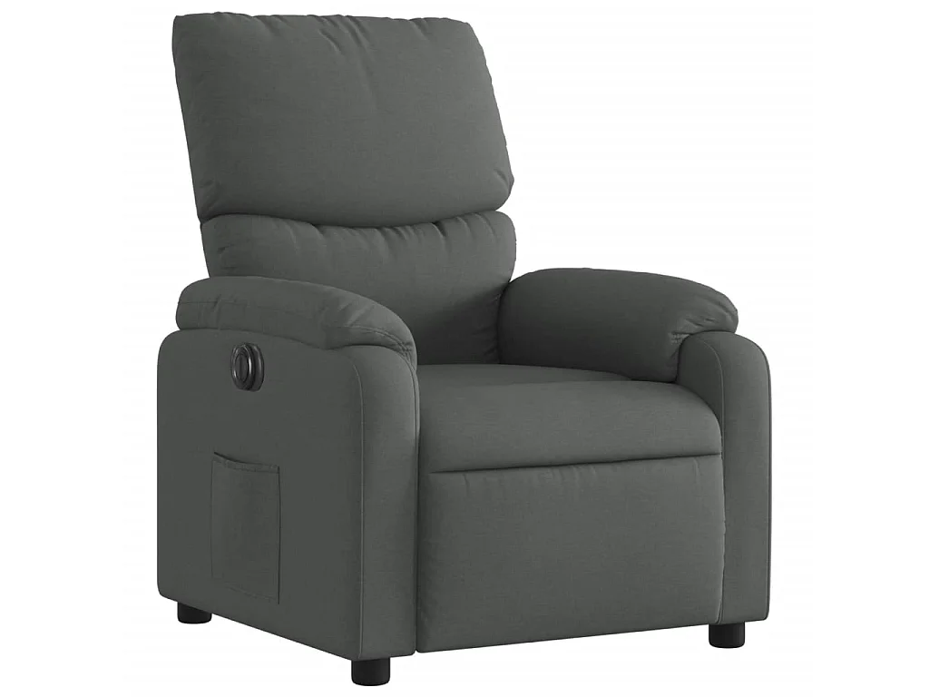 Sillón reclinable eléctrico de tela gris oscuro
