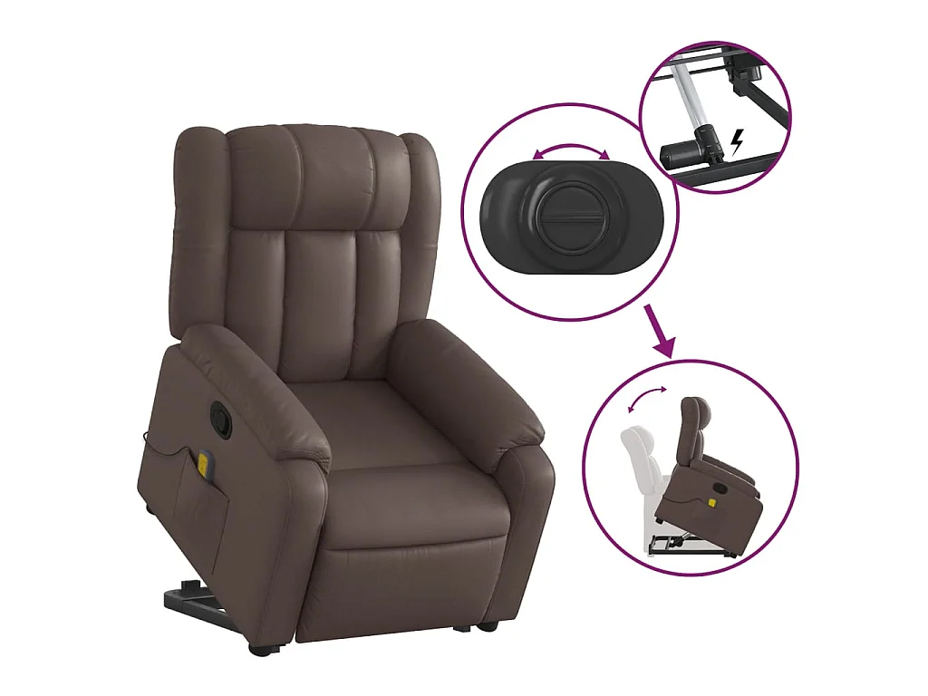Fauteuil inclinable de massage Marron Similicuir