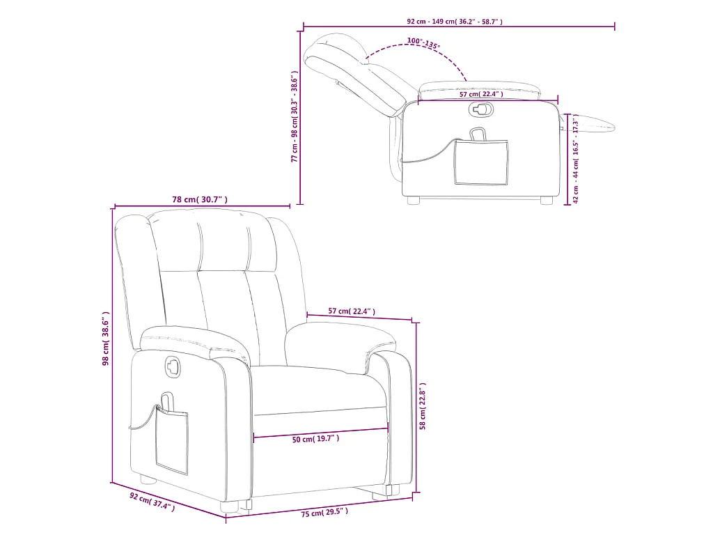 Fauteuil inclinable de massage Marron Similicuir