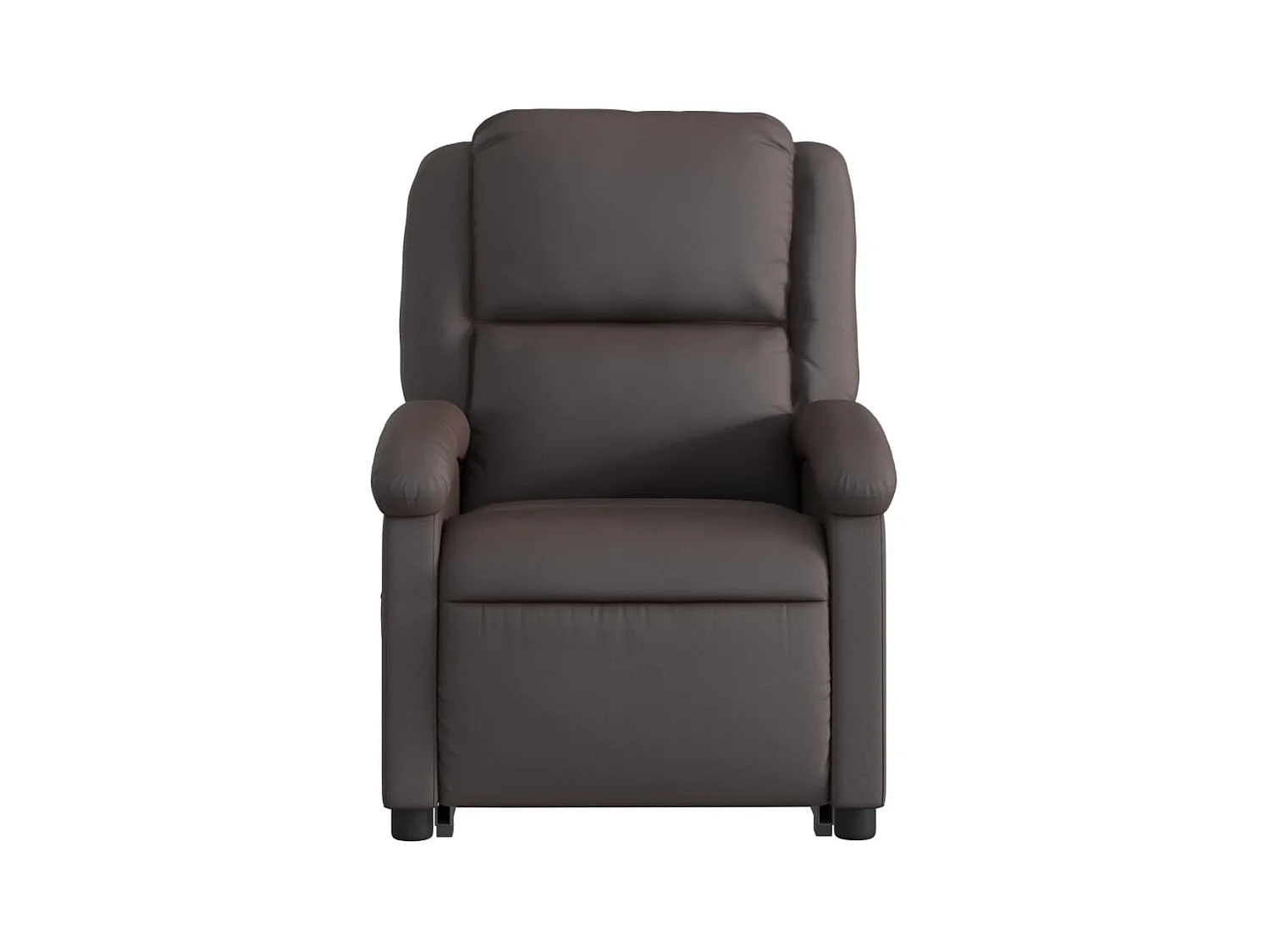 Sillón reclinable eléctrico pie cuero auténtico marrón oscuro