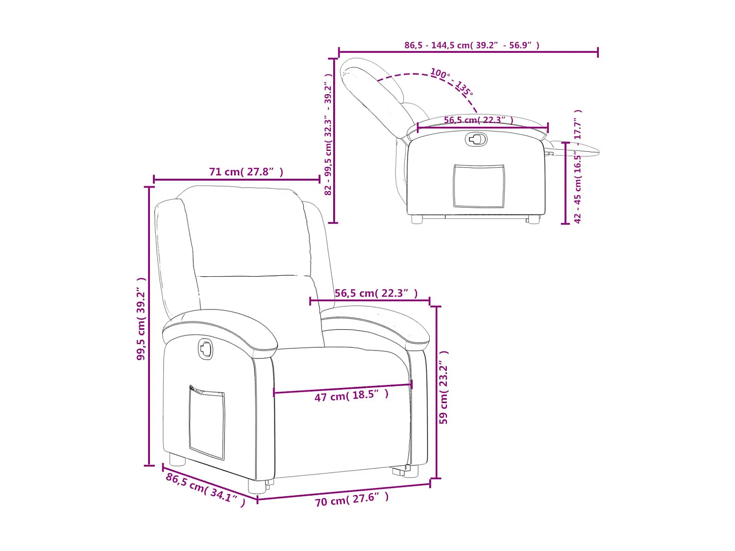Fauteuil inclinable noir tissu