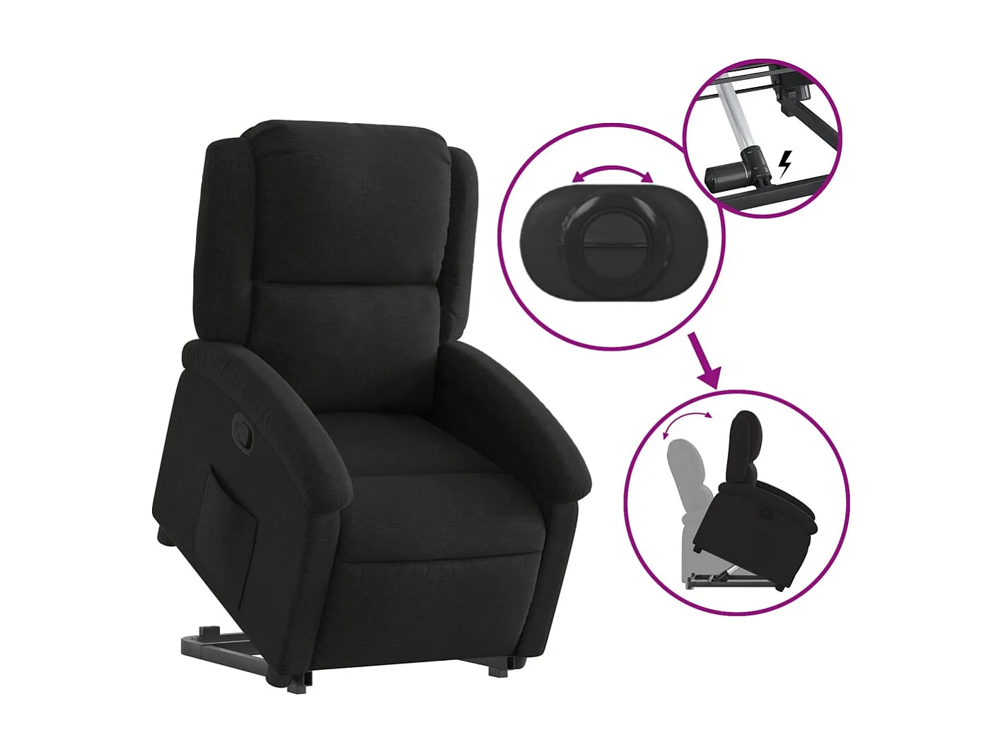 Fauteuil inclinable noir tissu