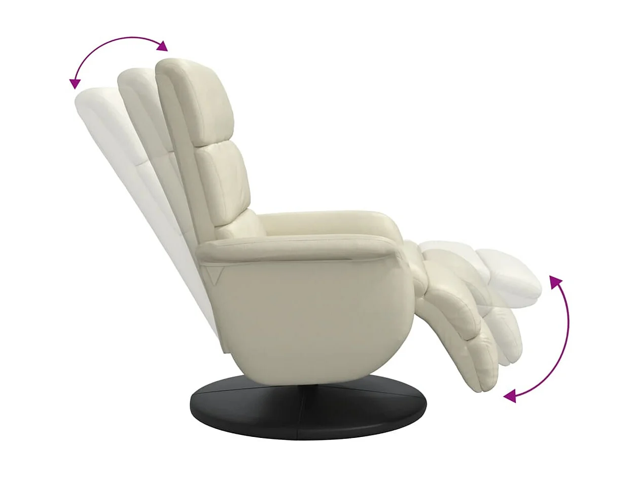 Sillón reclinable con reposapiés cuero sintético color crema