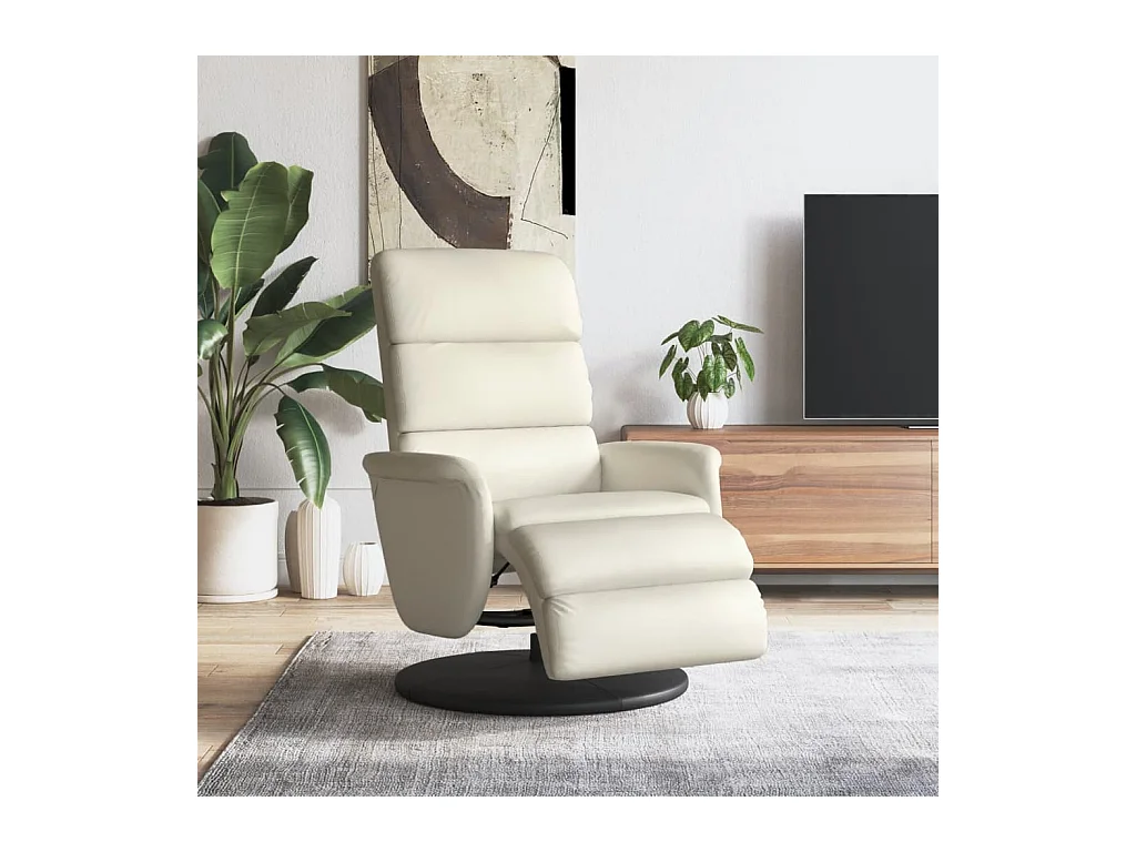Fauteuil inclinable avec repose-pieds crème similicuir