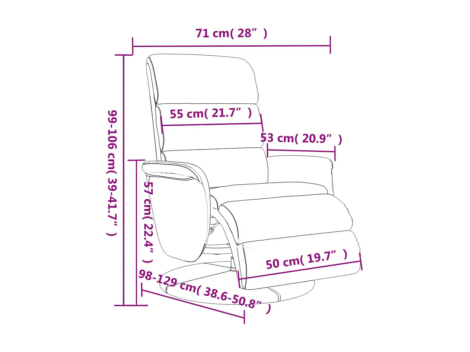 Fauteuil inclinable avec repose-pieds crème similicuir