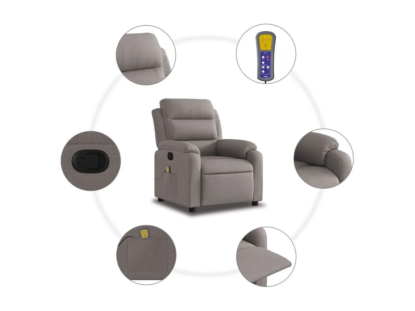 Massagesessel Taupe Stoff