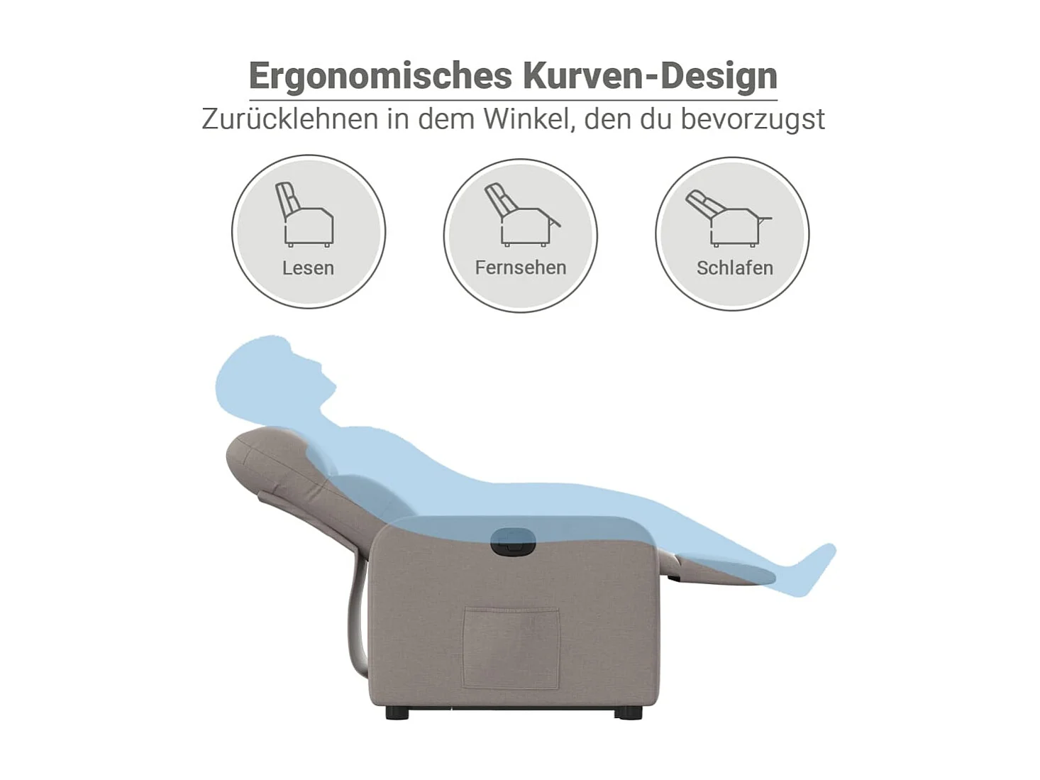 Relaxsessel mit Aufstehhilfe Taupe Stoff