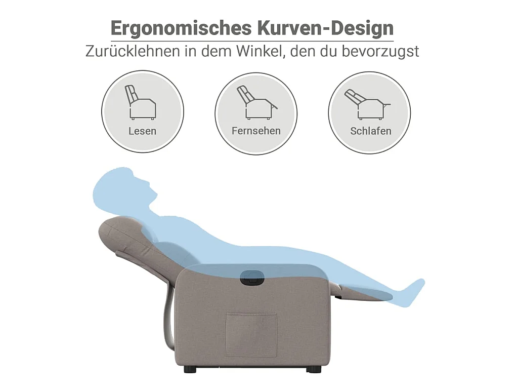Relaxsessel mit Aufstehhilfe Taupe Stoff