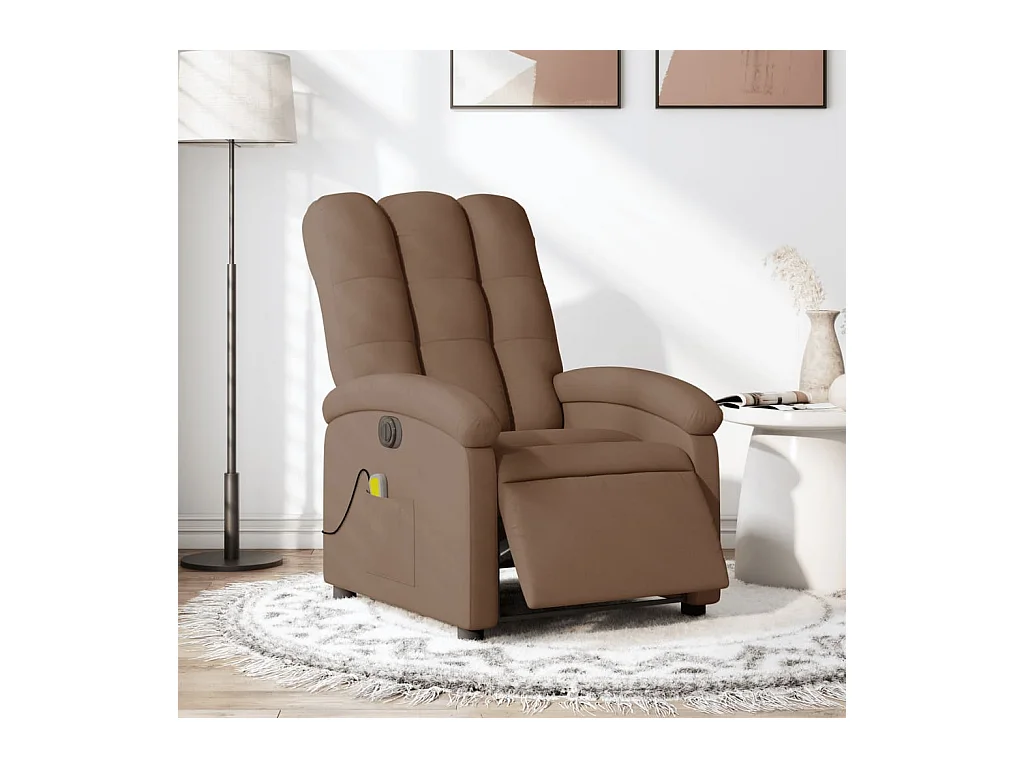 Fauteuil inclinable de massage électrique marron tissu