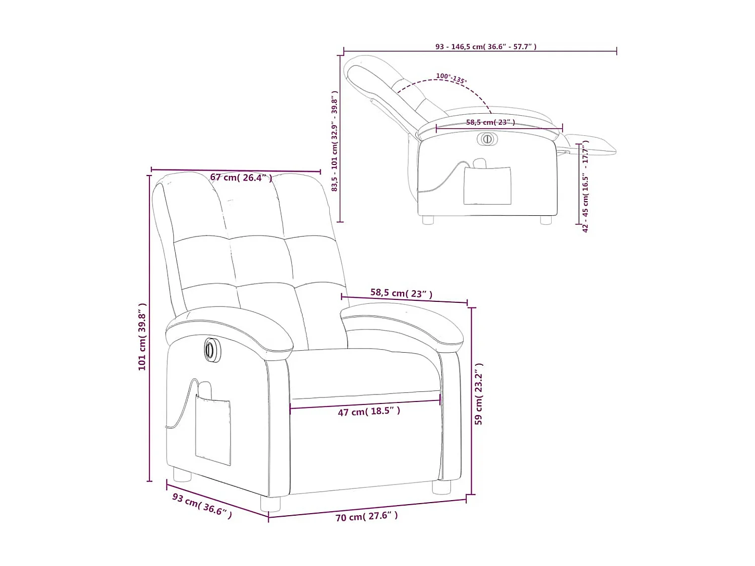 Massagesessel Elektrisch Braun Stoff