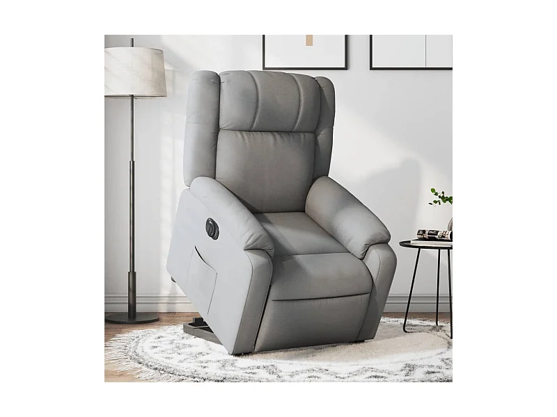 Jasnoszary fotel relaksacyjny z funkcją podnoszenia i regulacji elektrycznej