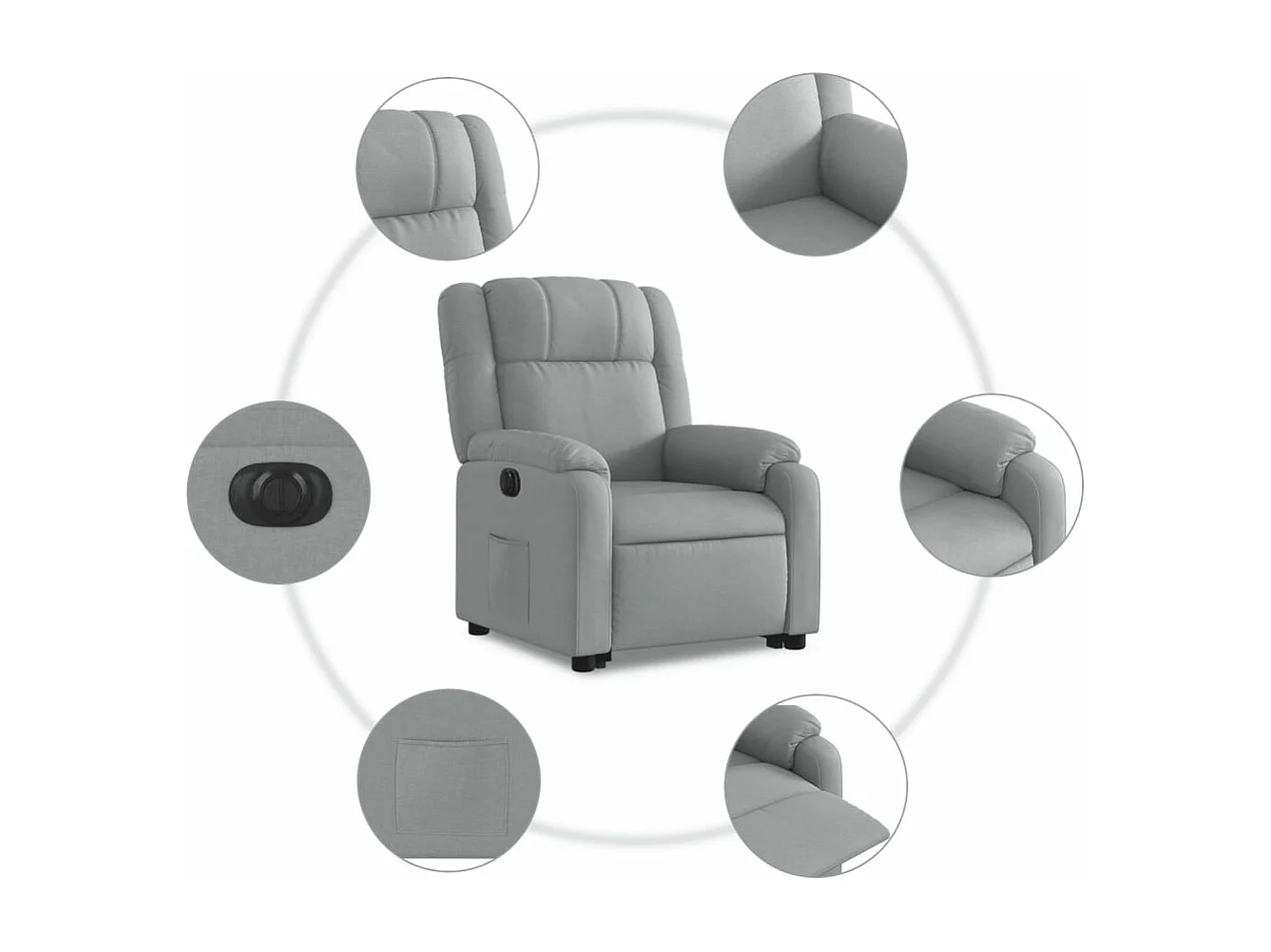 Fauteuil inclinable électrique gris clair tissu