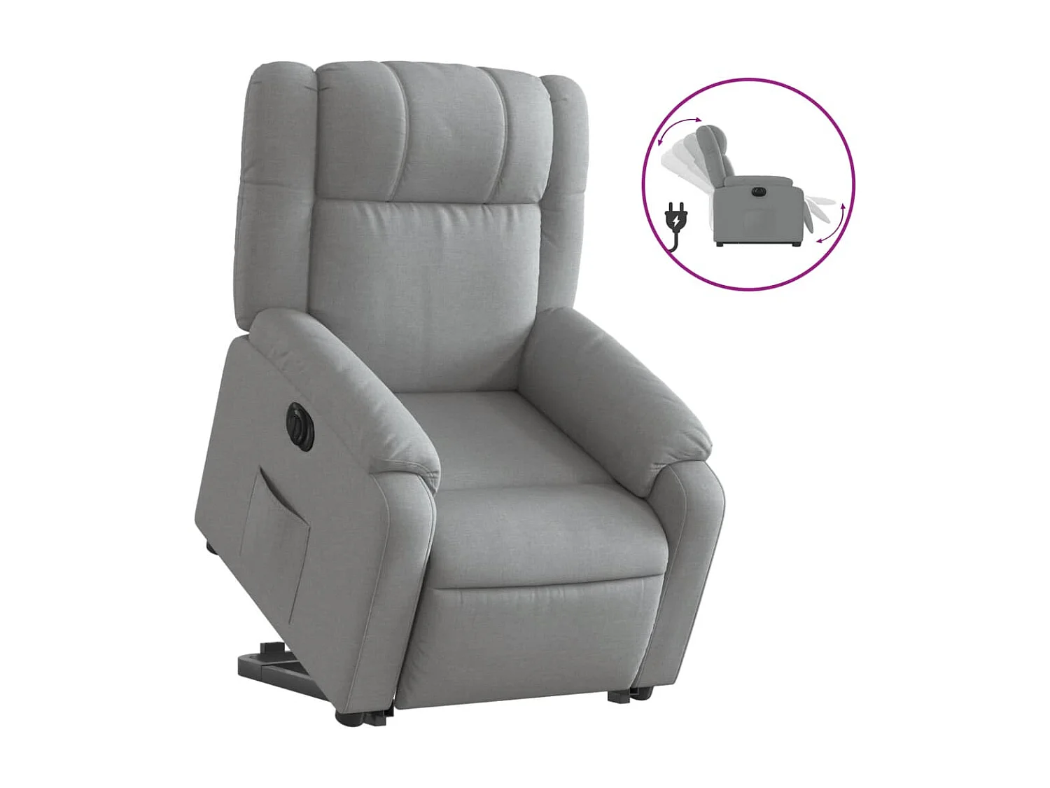Fauteuil inclinable électrique gris clair tissu
