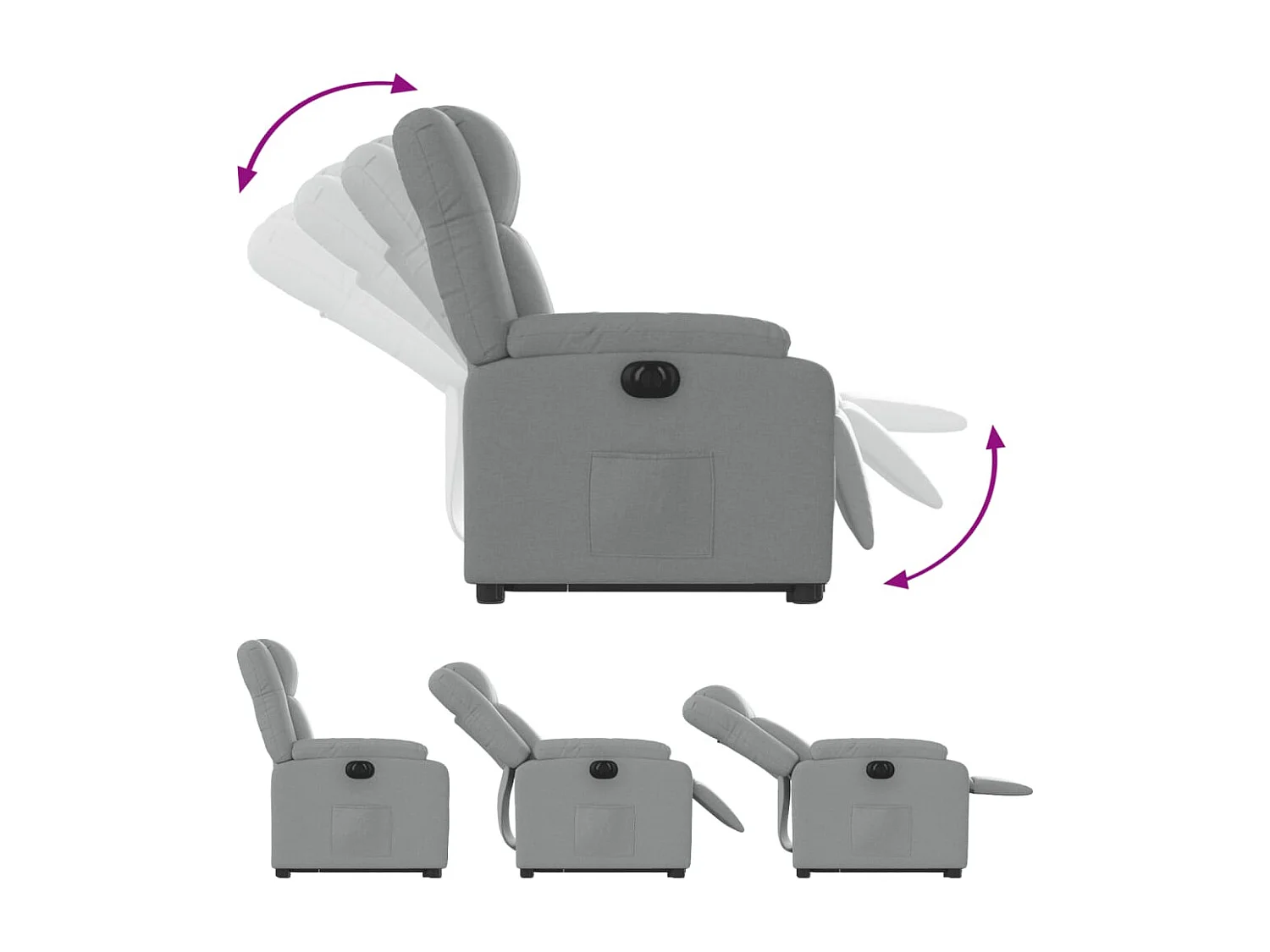 Fauteuil inclinable électrique gris clair tissu
