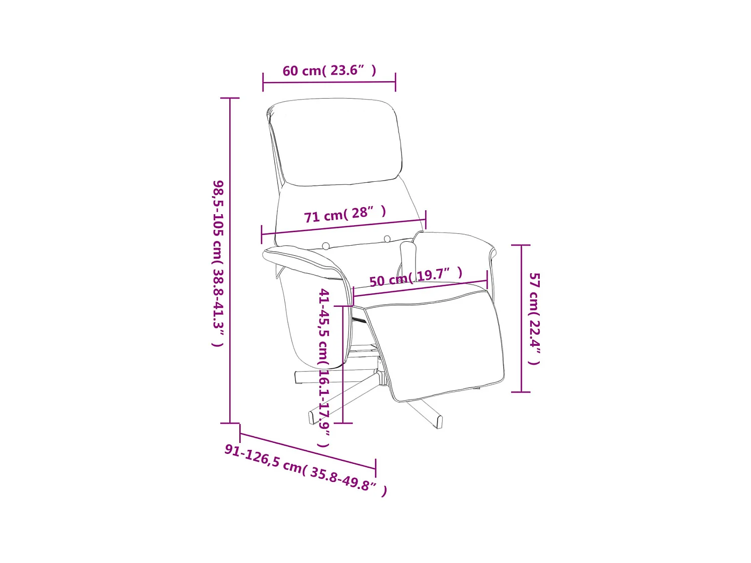 Fauteuil inclinable de massage repose-pieds jaune clair tissu