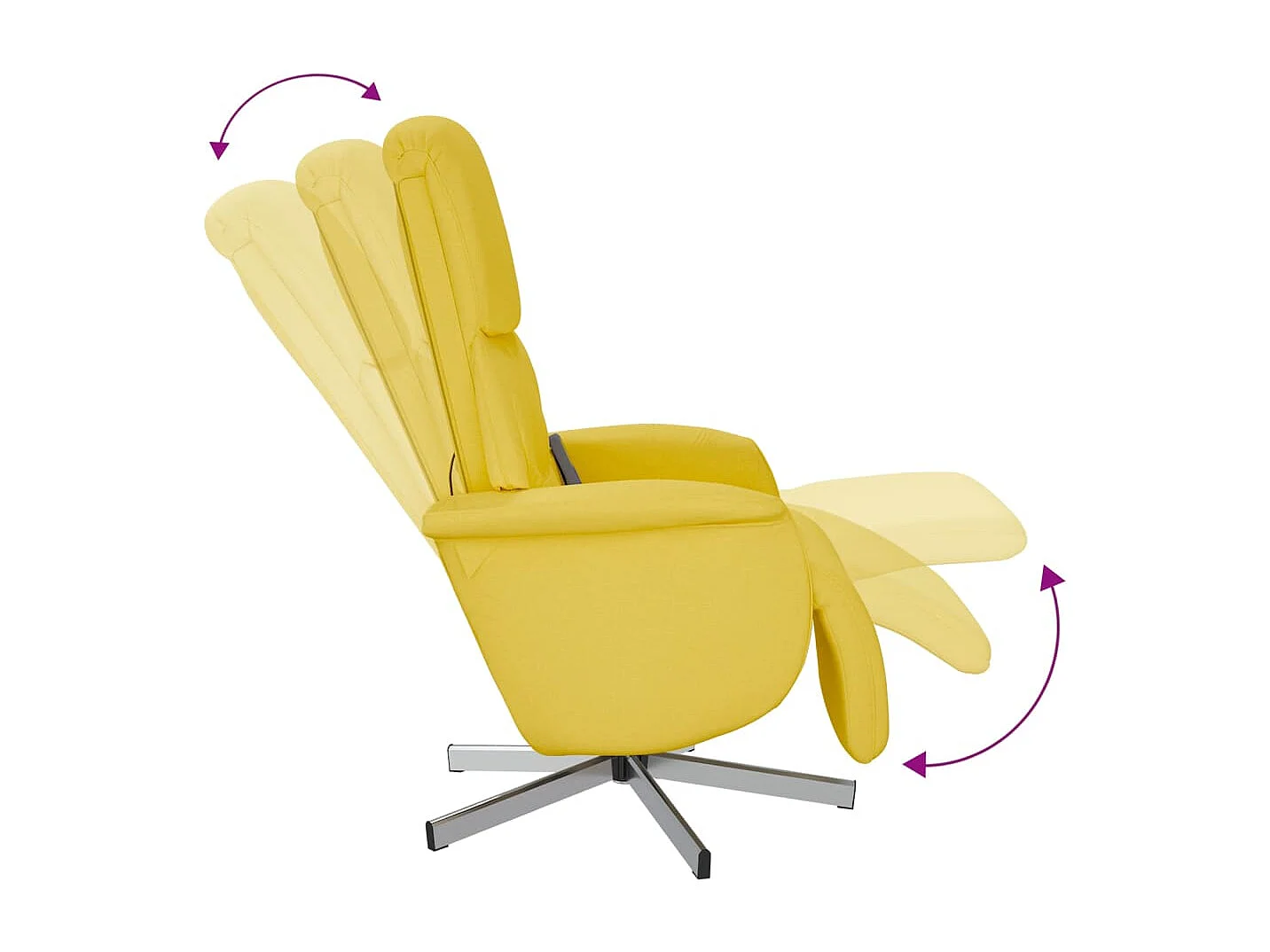 Fauteuil inclinable de massage repose-pieds jaune clair tissu